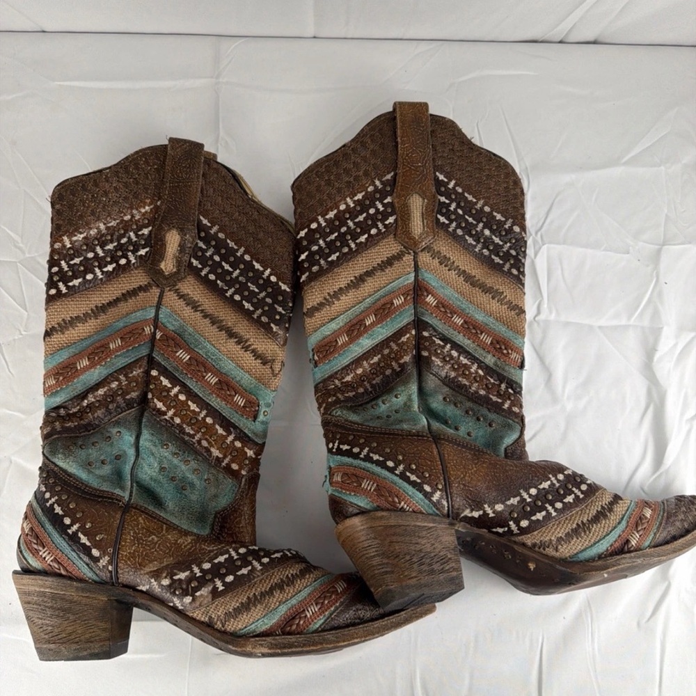 Corral Brown and Teal Western Boots